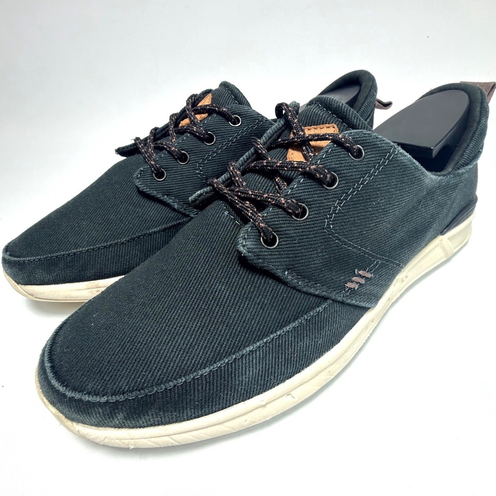 Reef Rover Low Sneakers Womens 8 Black Canvas Brown Heel Casual Shoes‎